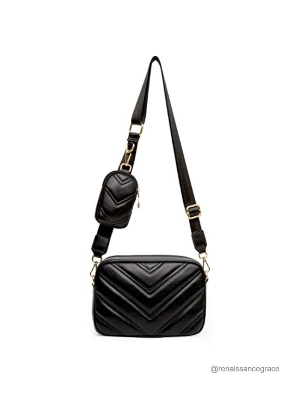 Quilted Vegan Faux Leather Crossbody Bag with Coin Pouch